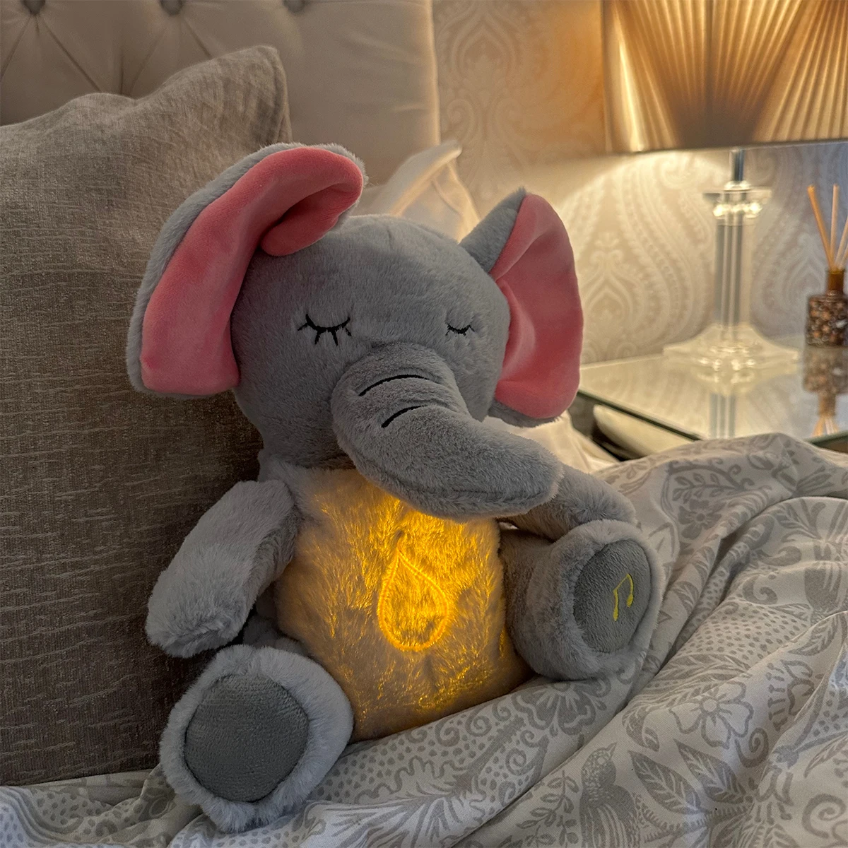 Muñeco de peluche de elefante calmante para bebé, 4 modos, compañero para dormir, muñeca musical y ligera, juguete de peluche sensorial, para niños