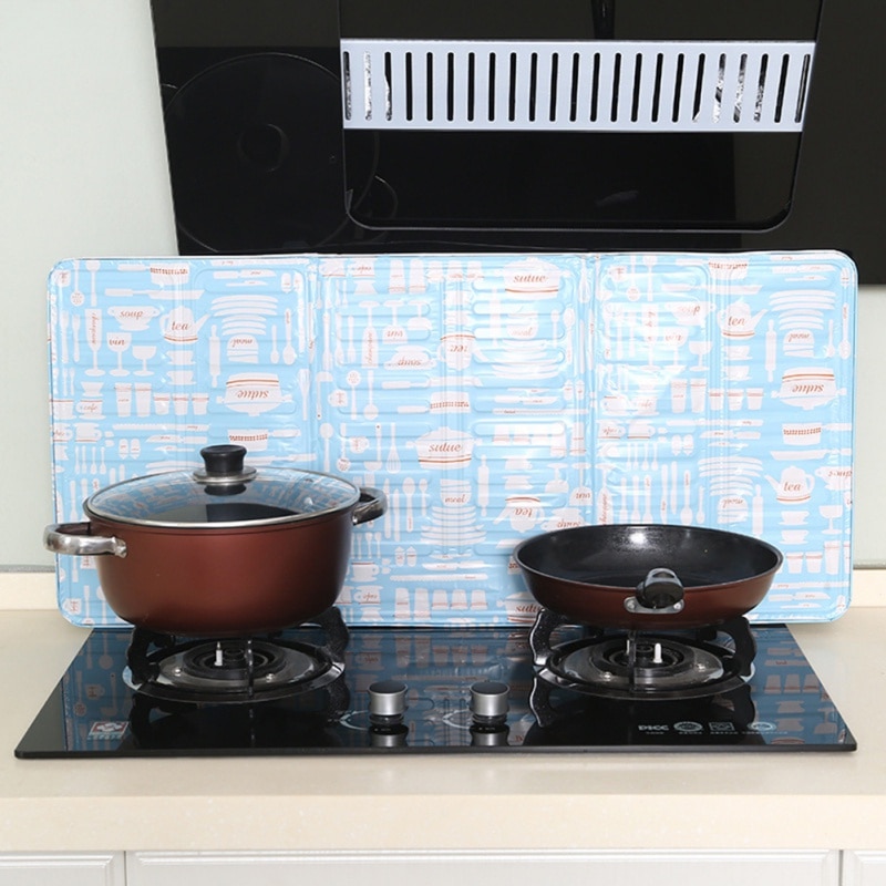 Kitchen Cooking Frying Pan Oil Splash Screen Cartoon Splatter Shield Guard Oil Divider Splash Proof Baffle Tool Gas Stove Cover