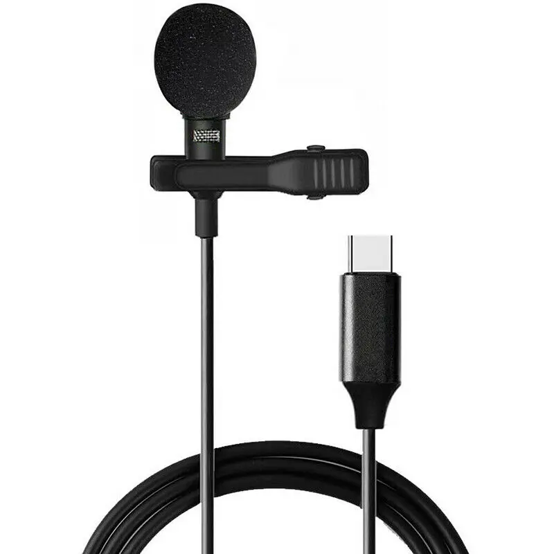 3.5mm Computer Microphones Mini Lavalier Mic Clip-on Lapel PC Microphone For Speaking Singing Speech USB Type C Microphones: Blue