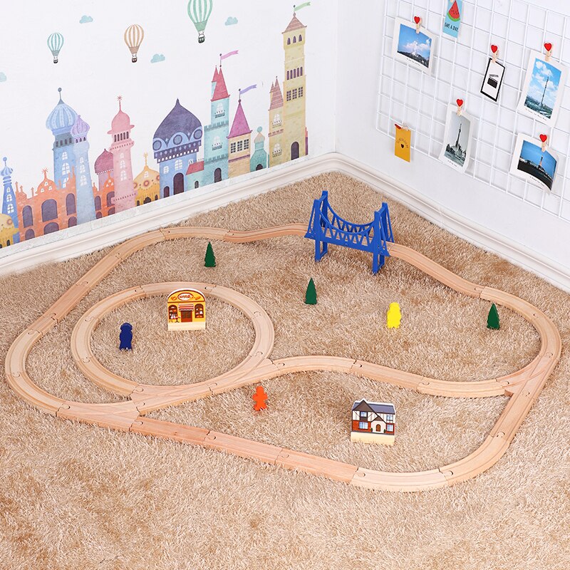 Wooden Railway Toy Simple Set Children's Toys Compatible with Major Brand Track Blocks Puzzles Educational Toys For Children's: 8