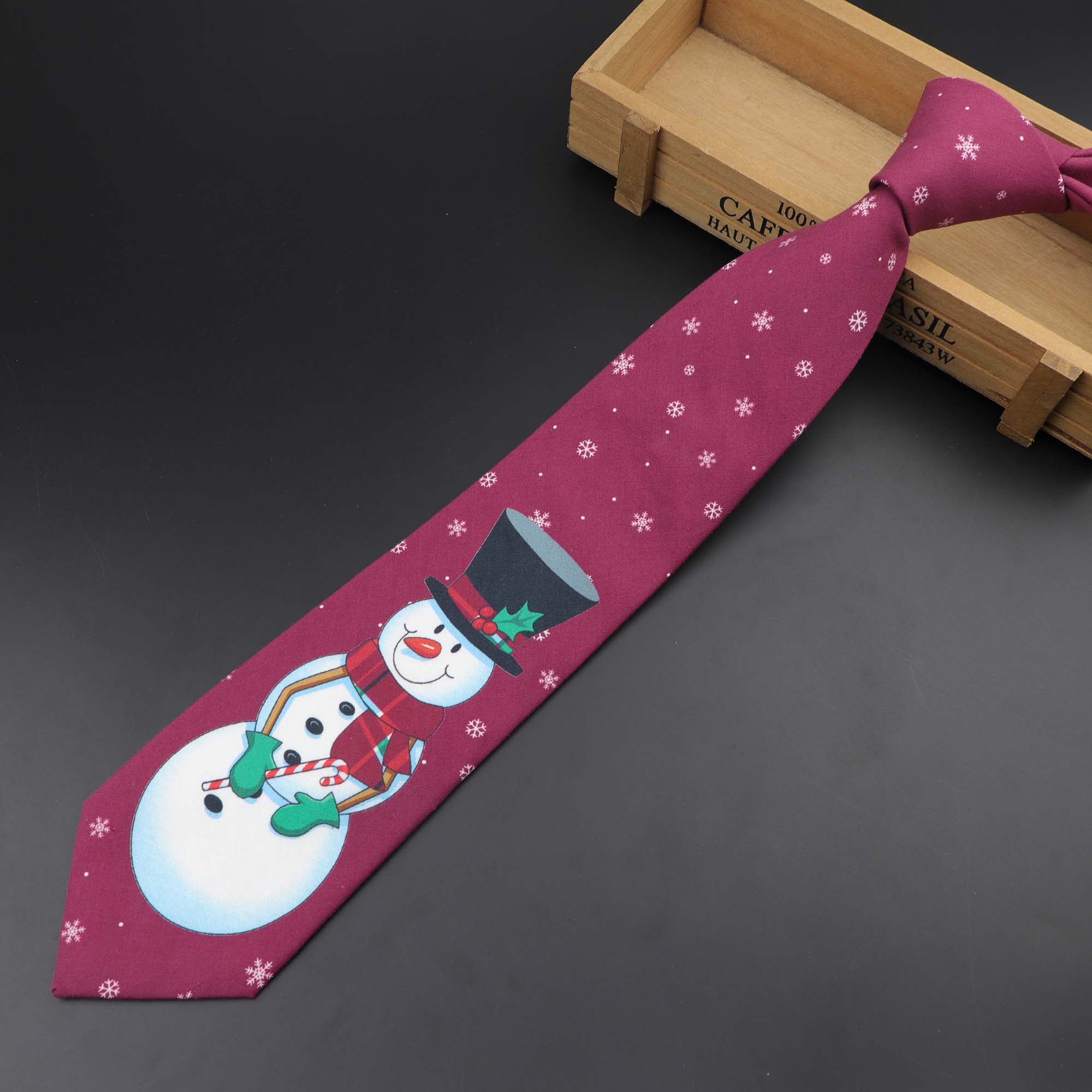 Heiße Neue Weihnachten Krawatte Herrenmode lässig Schneeflocke Drucken Baumwolle Krawatten Schneemann Professionelle aufbringen Krawatte 8cm Breite: 16