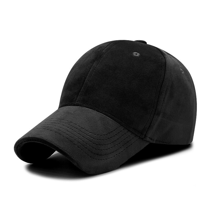Solid fløjl baseball kasket sort mærke kasketter herre snapback hatte justerbar knogle kvinder udendørs sport golf hat: Sort