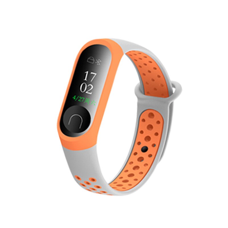 Silicone Smart Sports Bracelet For Xiaomi Mi Band 3 Fitness Bracelet Wristband Watch Band For Millet Bracelet 3 Wearable Devices: Gray orange