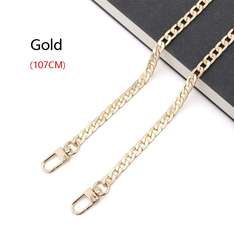 Bamader Platte Ijzeren Ketting Metalen Tas Riem Schouderriem Keten Tas Accessoires Met Messenger Handtas Diy Handvat: Gold 107CM