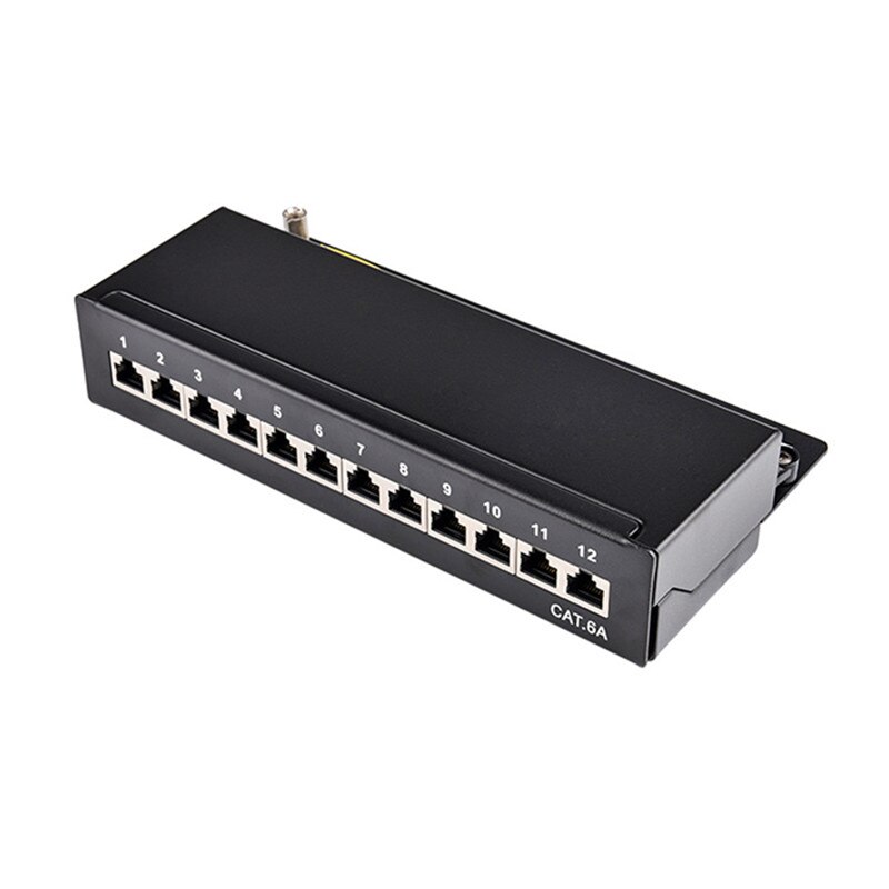 8 12 Port Cat6 6A Patch Panel 500MHZ 10Gbps Full Shielded Cat6A Mini Desktop Modular Distribution Frame For Wall Mounting