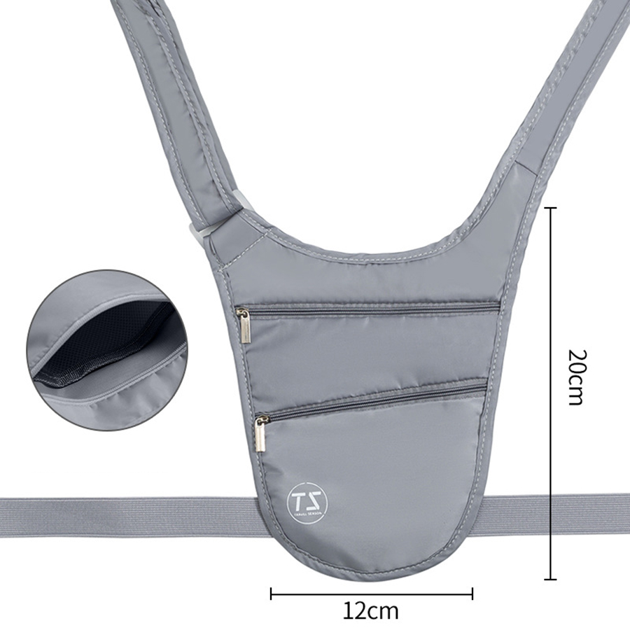 Anti-theft Sports Waist Bag Waterproof Lightweight Run Waist Pouch Big Capacity Adjustable Strap Invisible Belt Bag Travel: Light Grey