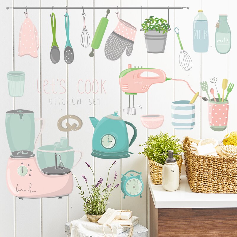 Cute Bedroom Cartoon Wallpaper Kitchen Identification Mural Bedroom Background Wall Decoration