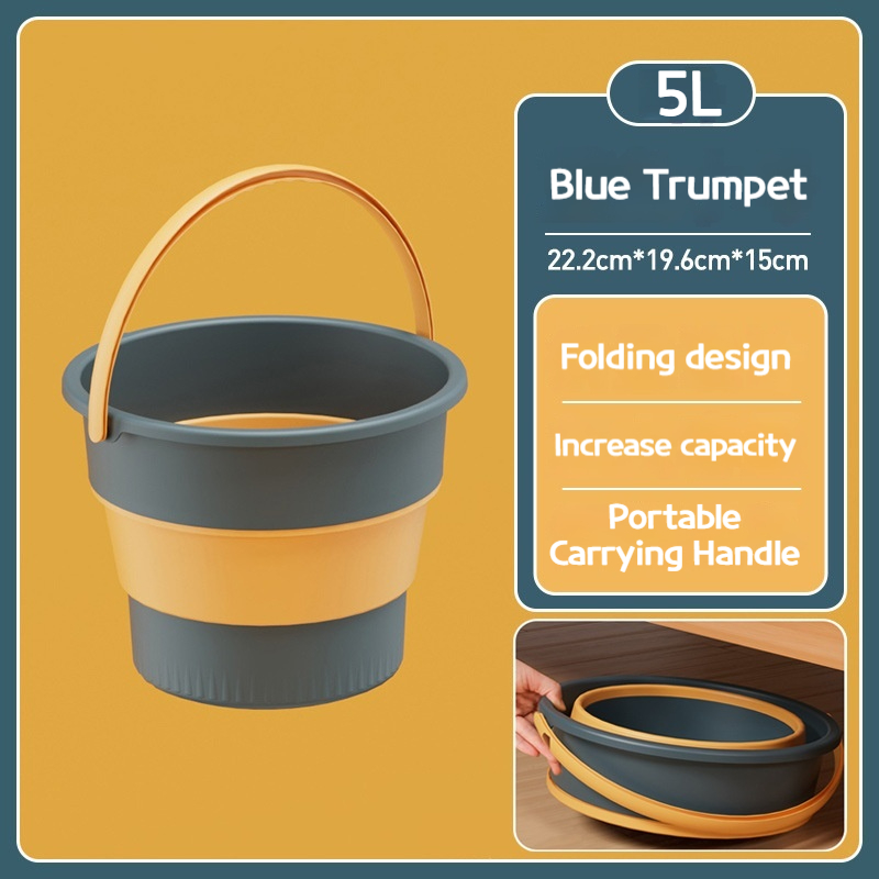 5/10L/17L Portable Folding Bucket for Washing Outdoor Foldable Basin Silicone Water Bucket Camping Space Saving Car Wash Buckets: black