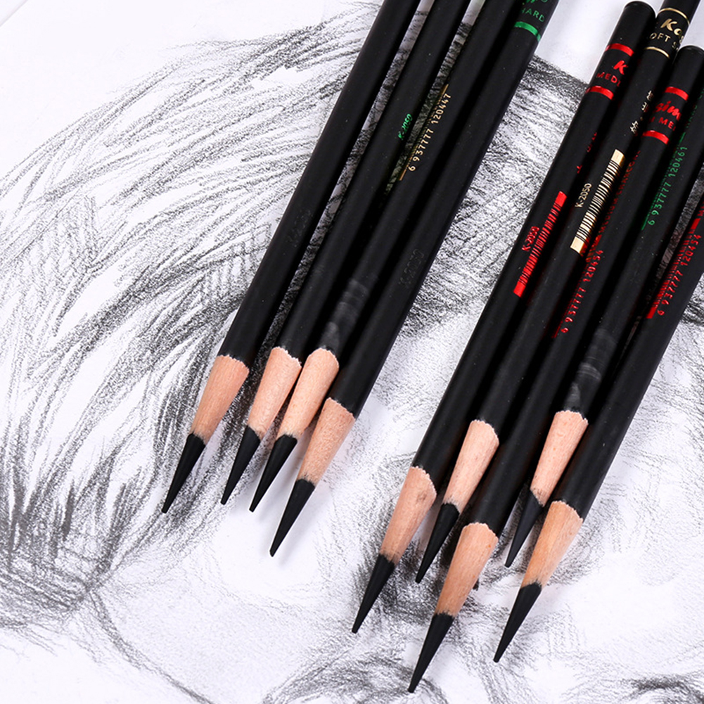 Milieu Set Van 12 Schets Pro Tekening Potloden Bereik Houtskool Schetsen Potlood Zwarte Matte Potlood