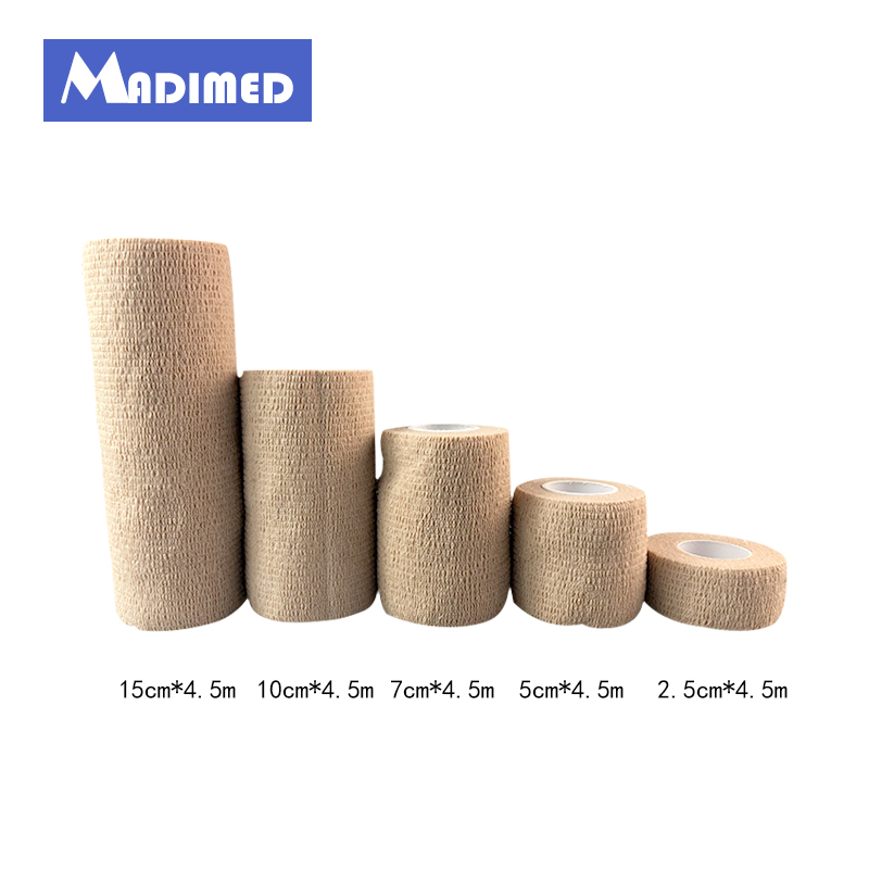 2.5cmx4.5m 6rolls/lot Coban Latex Free Nonwoven Elastic Self Adhesive Adherent Cohesive Wrap Finger Bandage Tender Tape
