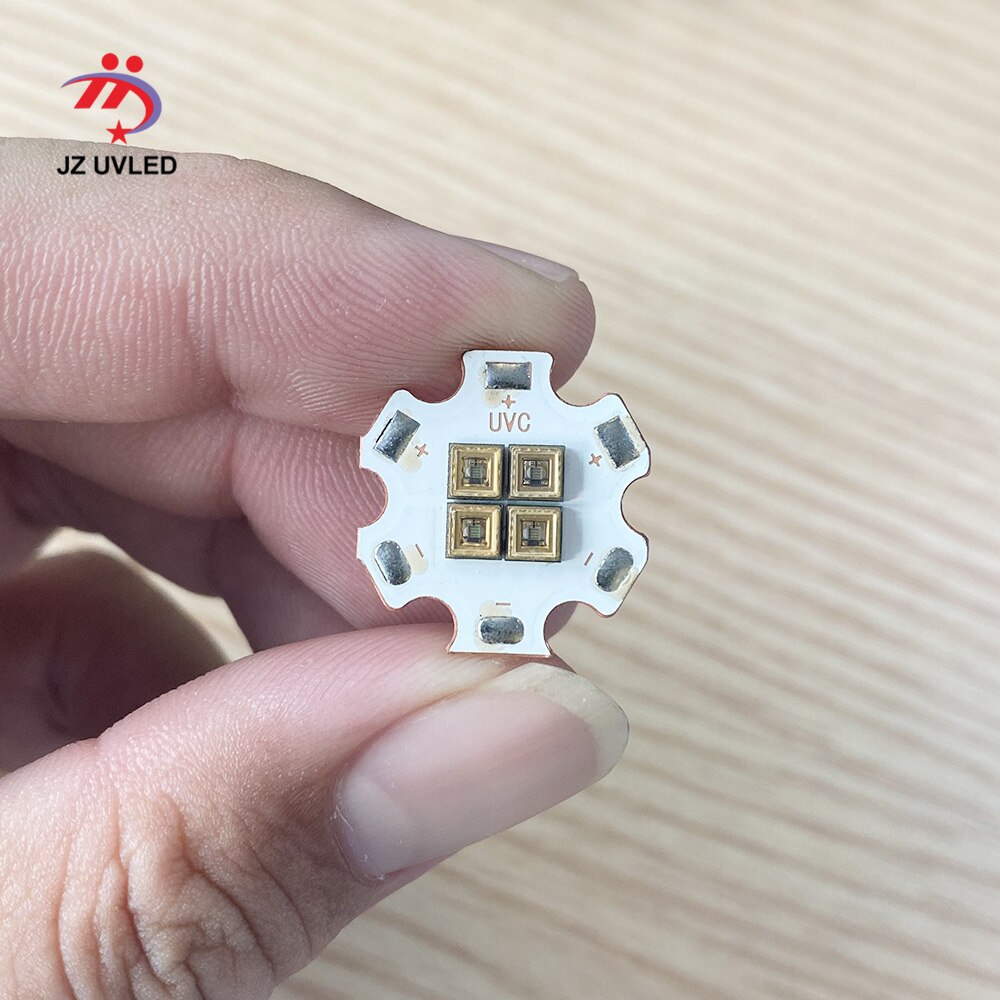 275nm 12mW UVC LED Lamp beads for UV disinfection equipment 265nm 285nm SMD 3535 chip LED Deep violet ultraviolet light 6V100mA: 4Pcs with substrate