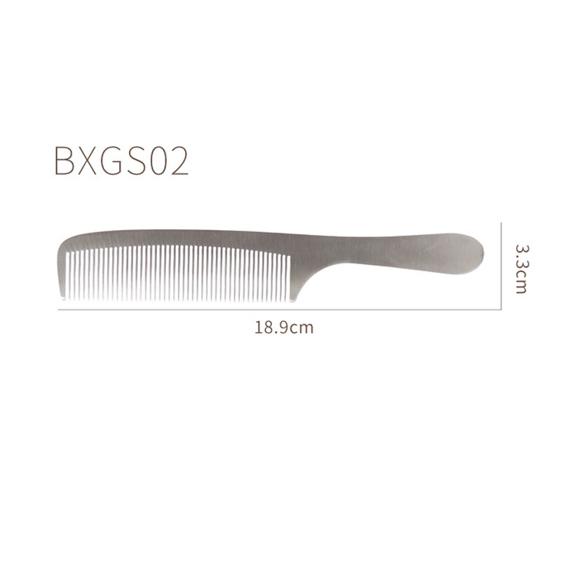 Rostfritt stål silver metall frisör kam frisörsalong hårklippning kam för män och kvinnor: Bxgs 02