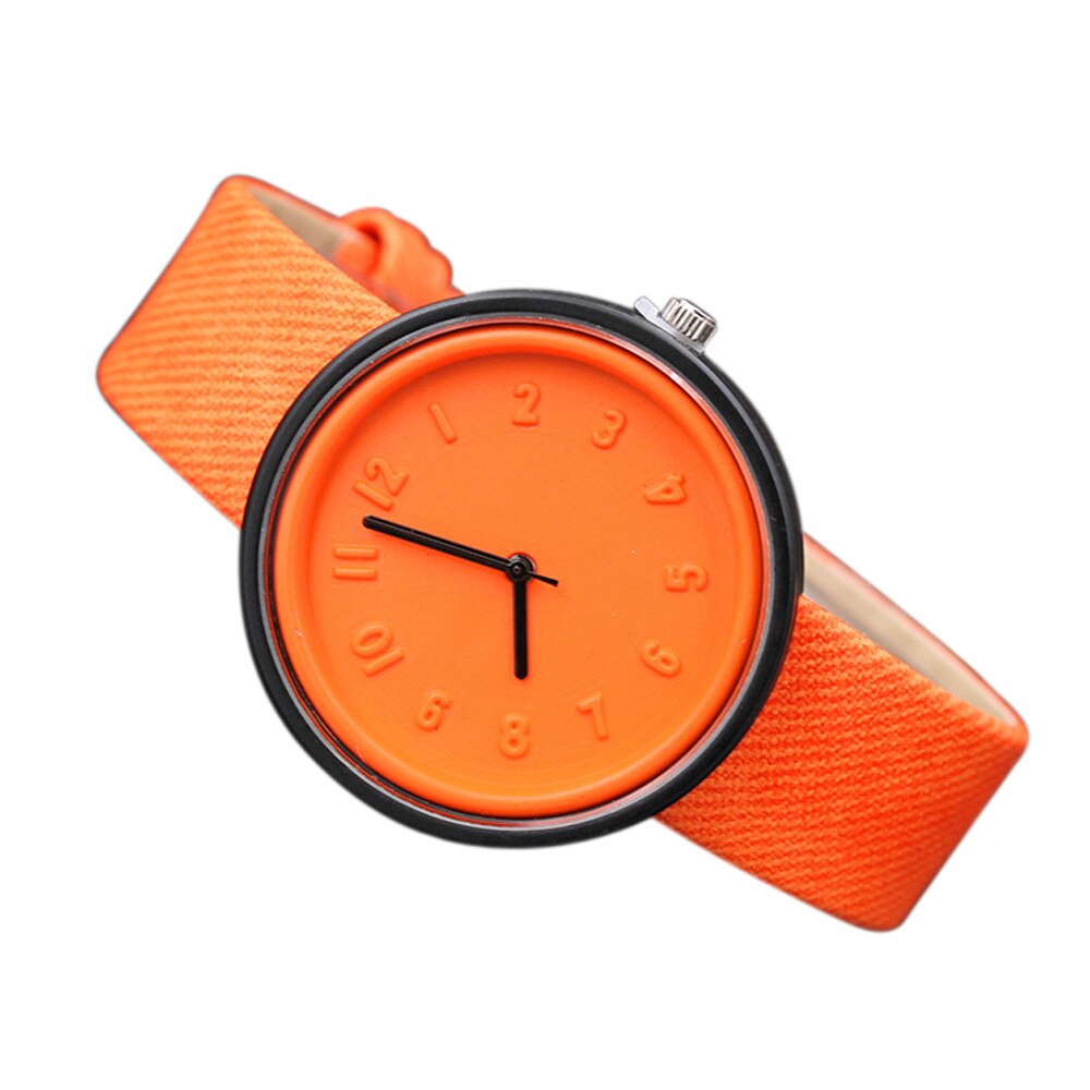 Simple Women Watch Unisex Korean Students Leather Band Analog Quartz Couples Wristwatches Ladies Watch Female Clock relogio: Orange