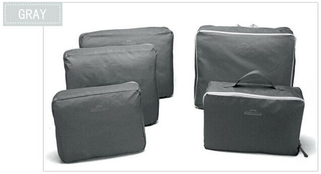 JXSLTC 5 pièces/ensemble de Oxford tissu voyage maille sac organisateur de bagages emballage Cube organisateur sacs de voyage: Black