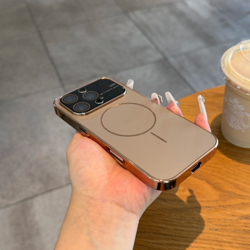 Husă magnetică de lux hoce, placată cu ag mat, pentru magsafe, pentru iphone 16 15 14 13 pro max, cu lentilă din sticlă și protecție pentru cameră, husă rigidă