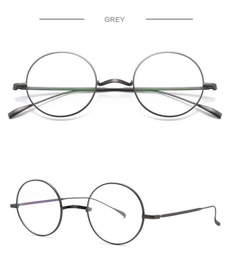 Monture de lunettes B en titane pour hommes, ultraléger, petite, ronde, monture optique, Prescription, nouvelle, Vintage, pour femmes: Gris