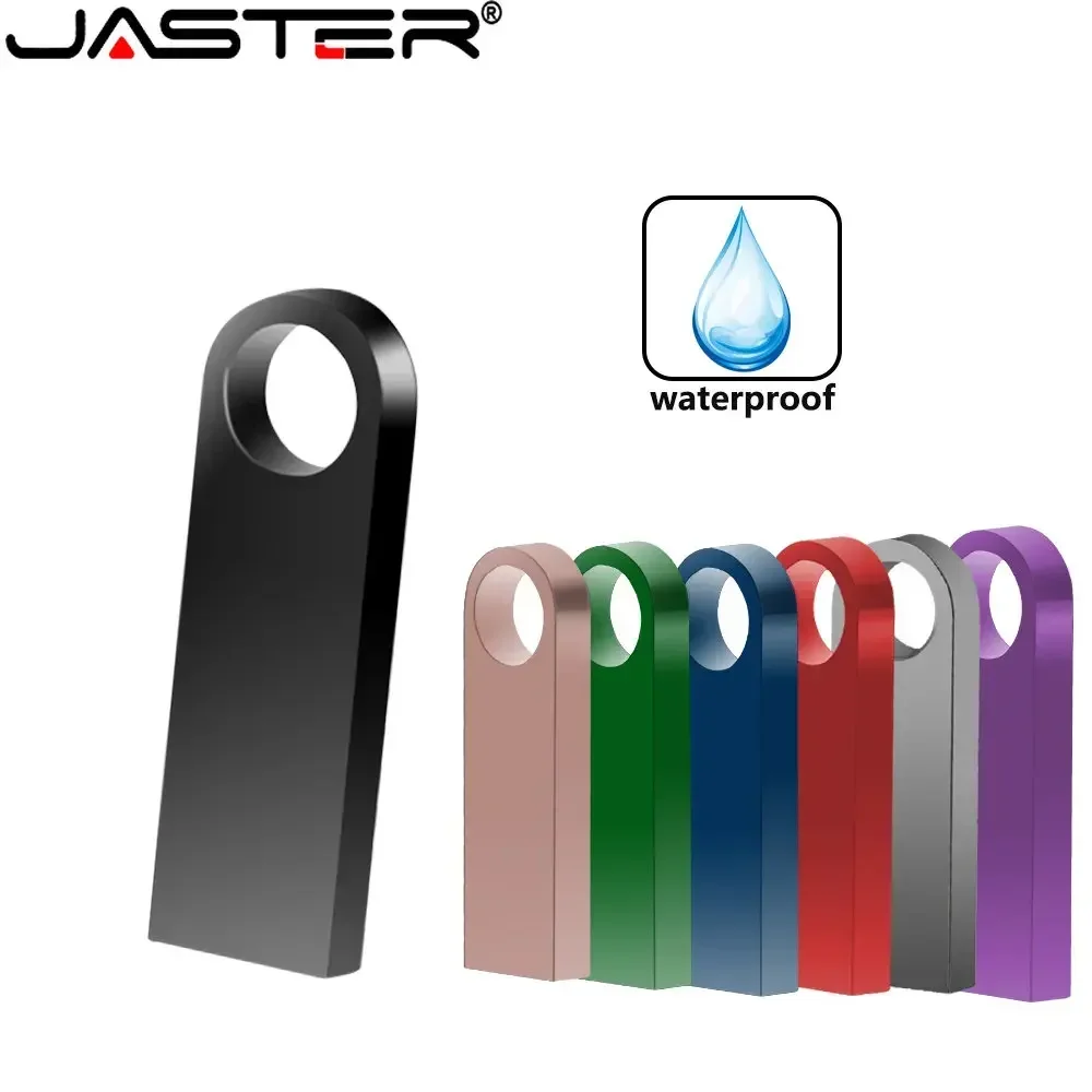 JASTER-Unidad Flash USB 2,0 de Metal, Pen Drive de alta velocidad de 64GB, 32GB, 16GB, llavero gratis, disco U de 8GB y 4GB para ordenador portátil
