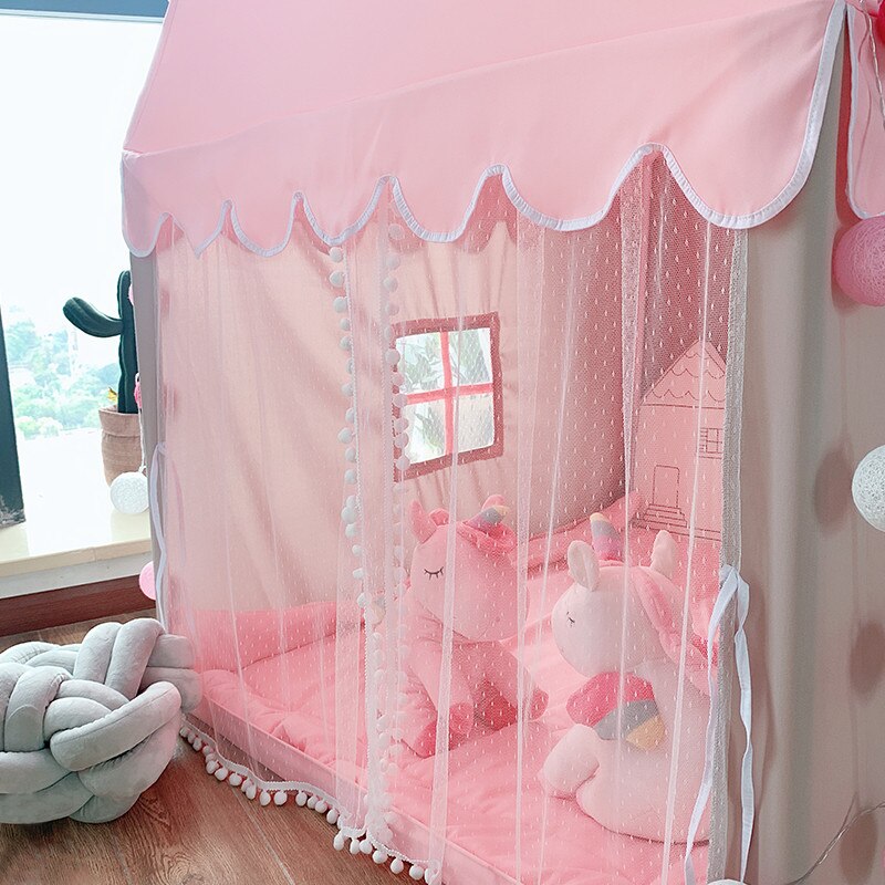 Grote Kinderen Speelgoed Tent 1.35M Wigwam Vouwen Kinderen Tenten Tipi Baby Speelhuis Meisjes Roze Prinses Kasteel Kind Kamer decor