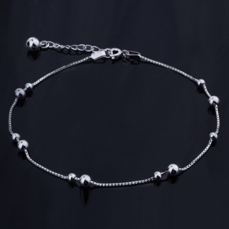 Sinya 925 Sterling silver Anklets Bracelet for women girls lover Valentine's Day 22cm+3.5cm Length