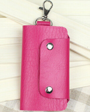 Big ! Pu Leather Brand Style Solid Key Wallets Bag Car Housekeeper Holders: rose