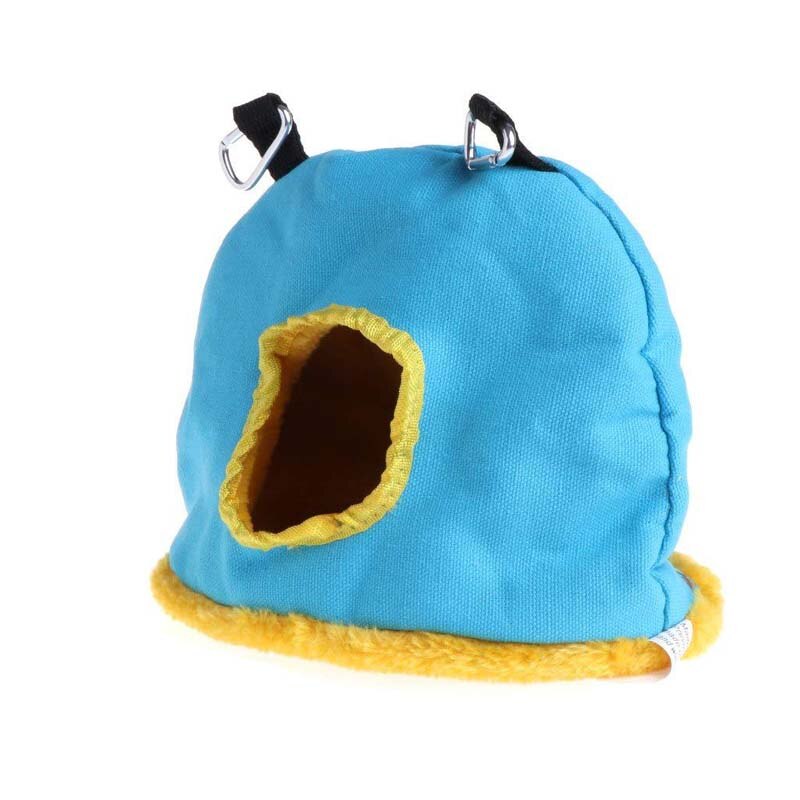 Peluche perroquet nid hamac confortable perroquet grotte maison suspendus oiseaux balançoire lit de couchage animal de compagnie oiseau Cage fournitures: blue / L