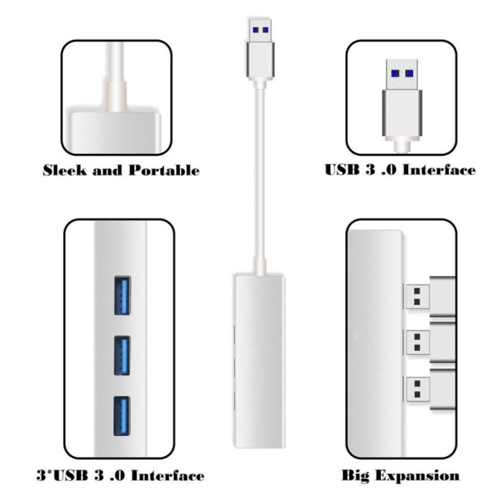 Network Adapter 3 Ports USB 3.0 1000Mbps Gigabit Ethernet LAN RJ45 Hub pc computer accessories for macbook air