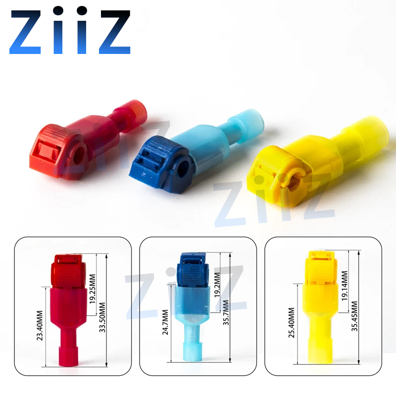 10 30 100Pcs T-Tap Connector Quick Electrical Cable Connector Snap Splice Lock Waterproof Crimp Wire Terminal blue yellow red