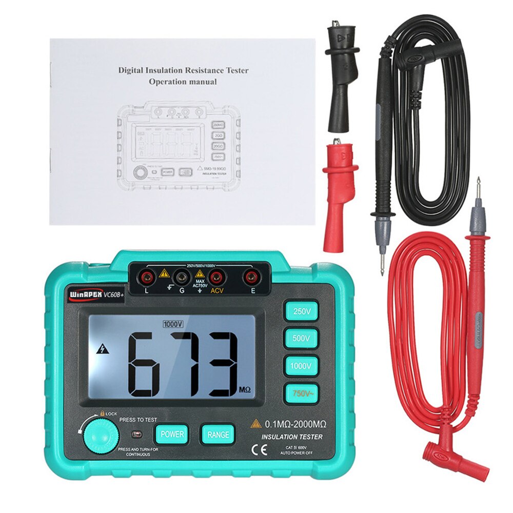 insulation resistance meters digital megger meter earth impedance tester megohmmeter digital 250V/500V/1000V LCD Backlight