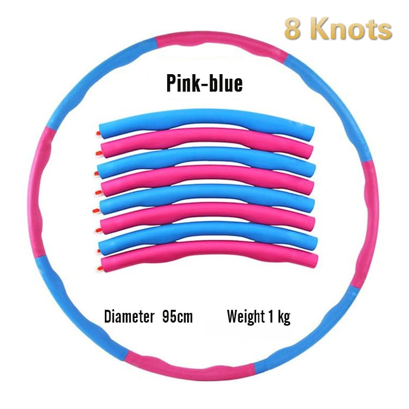 6/7/8 Knots Sport Equipment Fitness Hoop Detachable Foam Ring Adult Gymnastic Circle Thin Waist Exercise Hoop: Light Yellow