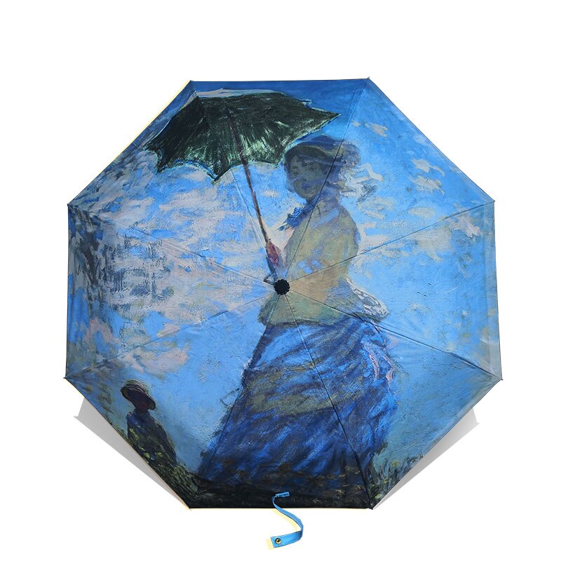 LISM-paraguas plegable para mujer, sombrilla con pintura de Van Gogh, arte chino Sakura, a prueba de viento, Anti-UV, YHS03: OUB08