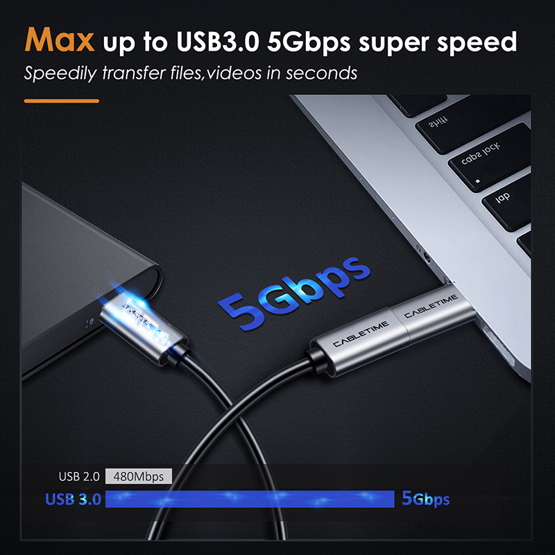 CABLETIME NEUE USB OTG Typ-C Adapter zu 3,0 USB C OTG Blitz 3 USB Typ C Kabel für macbook Profi Huawei Kamerad 30/20 P30 C013