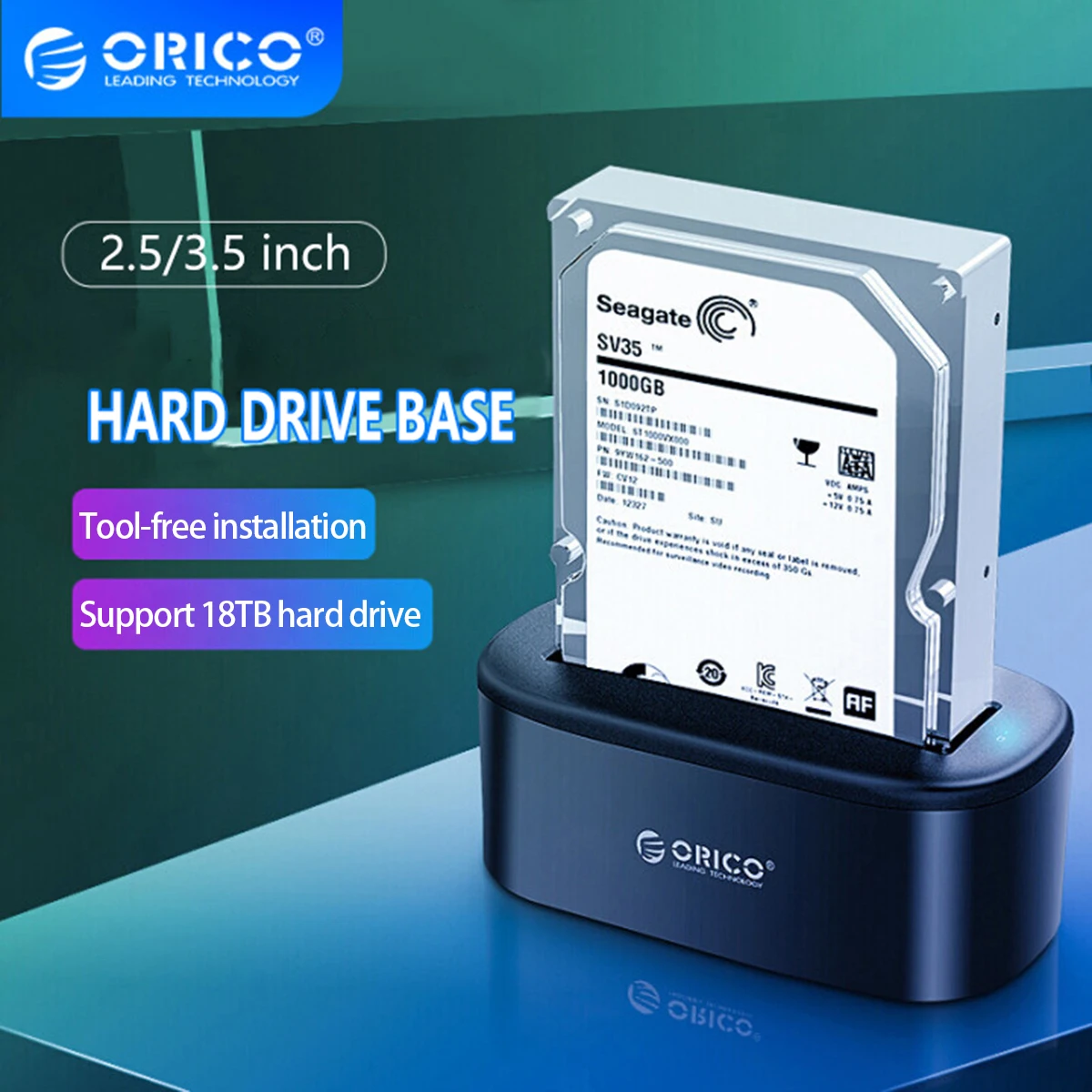 ORICO Hard Drive Docking Station USB 3.0 To SATA HDD Docking Station for 2.5/3.5 Inch SATA HDD Enclosure and SSD Hard Drive Dock