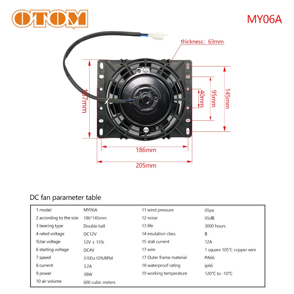 OTOM Universal Motorcycle Cooling Fan Dirt Pit Bike ATV Quad Oil Cooler Water Radiator Electric 12V For KTM Honda Yamaha Kawasak: MY06A