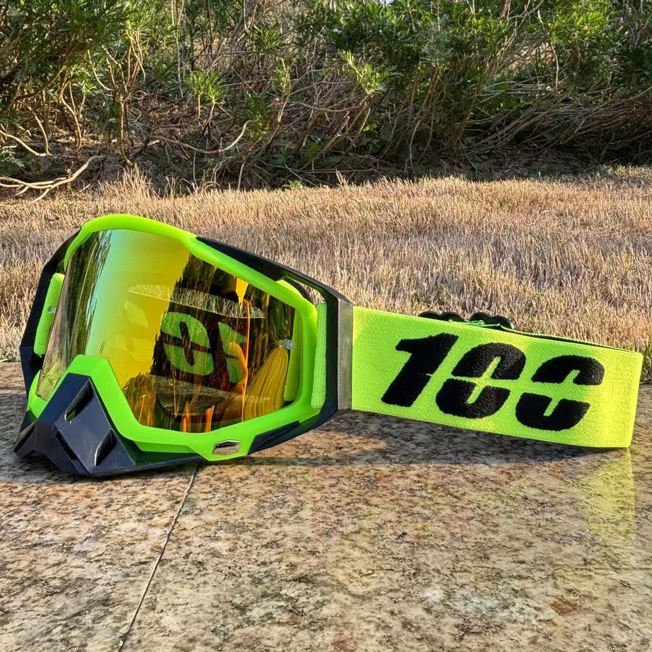 100 motorcykelglasögon skyddsglasögon motocrossglasögon hjälm mx moto dirt bike atv skidåkning utomhussporter glasögon skoter mask: Armégrön