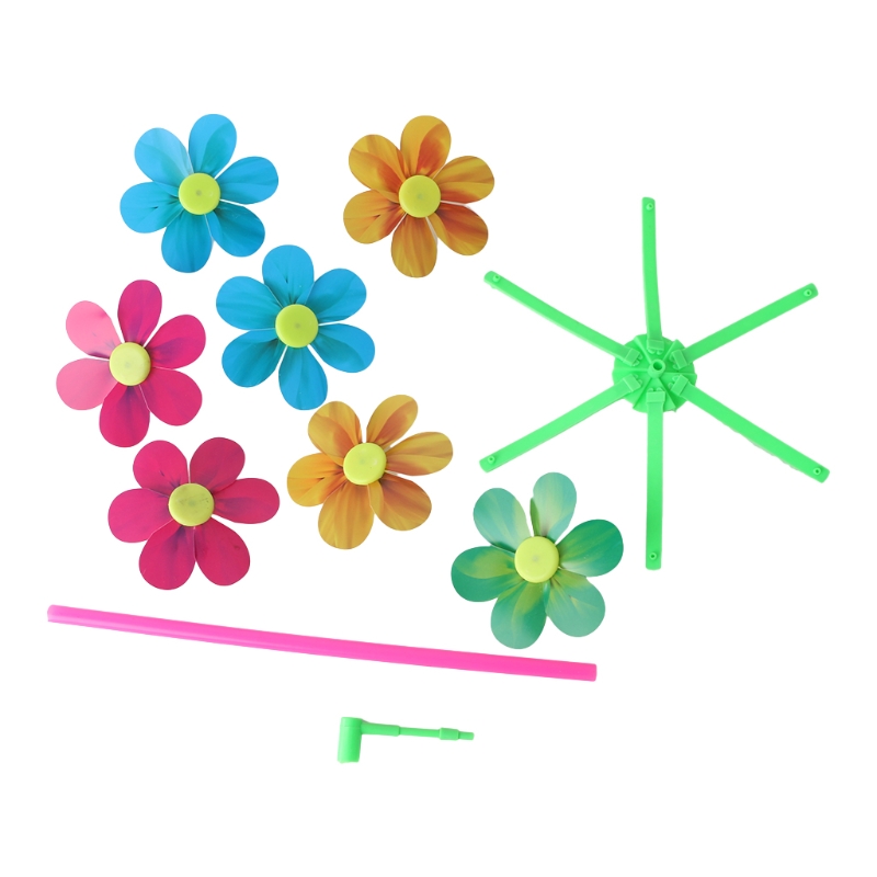 Flower Pattern Spinner Wind Windmill Kids Children Toys Garden Yard Decoration