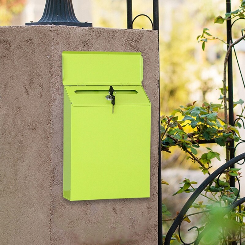 Best 1Pcs Modern Mailbox Comment Letter Deposit Suggestion Box Secured Payments Key Paperwork Secure Postbox Decor: Green