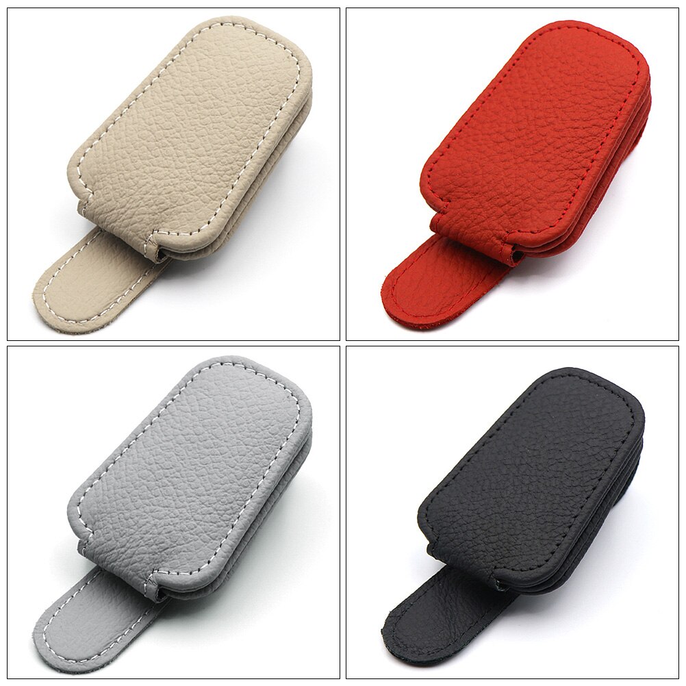 1pc z trwałej skóry PU osłona przeciwsłoneczna klip etui na okulary przeciwsłoneczne robić samochodu samochód okulary klip