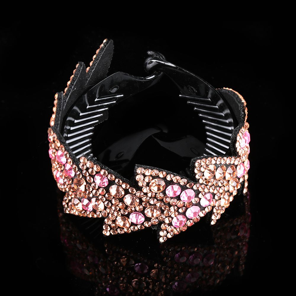 Soporte de para hacer moños, horquilla con diamantes de imitación, pinza para el pelo, banda para el pelo fuerte, herramienta imprescindible, accesorios para el cabello: Rojo