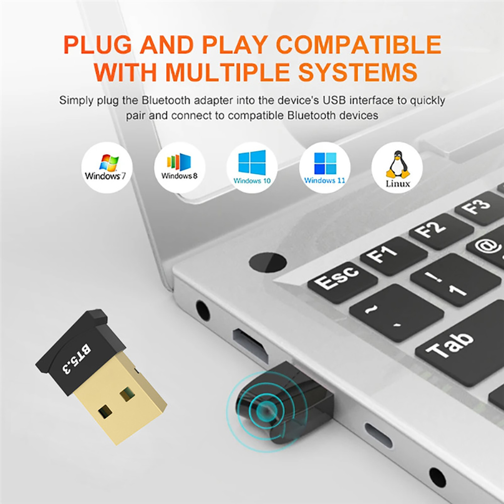 USB Bluetooth 5.3 Adapter Bluetooth 5.1 Audio Bluetooth Dongle Transmitter Receiver Wireless USB Adapter for Computer PC Laptop