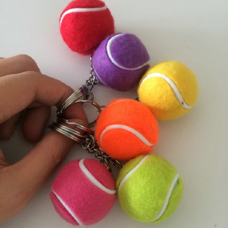 (30 pcs/lot) Resin Mini Tennis 3cm ball keychain Keyring Metal Keychain Tennis Memento for Tennis Club Decoration
