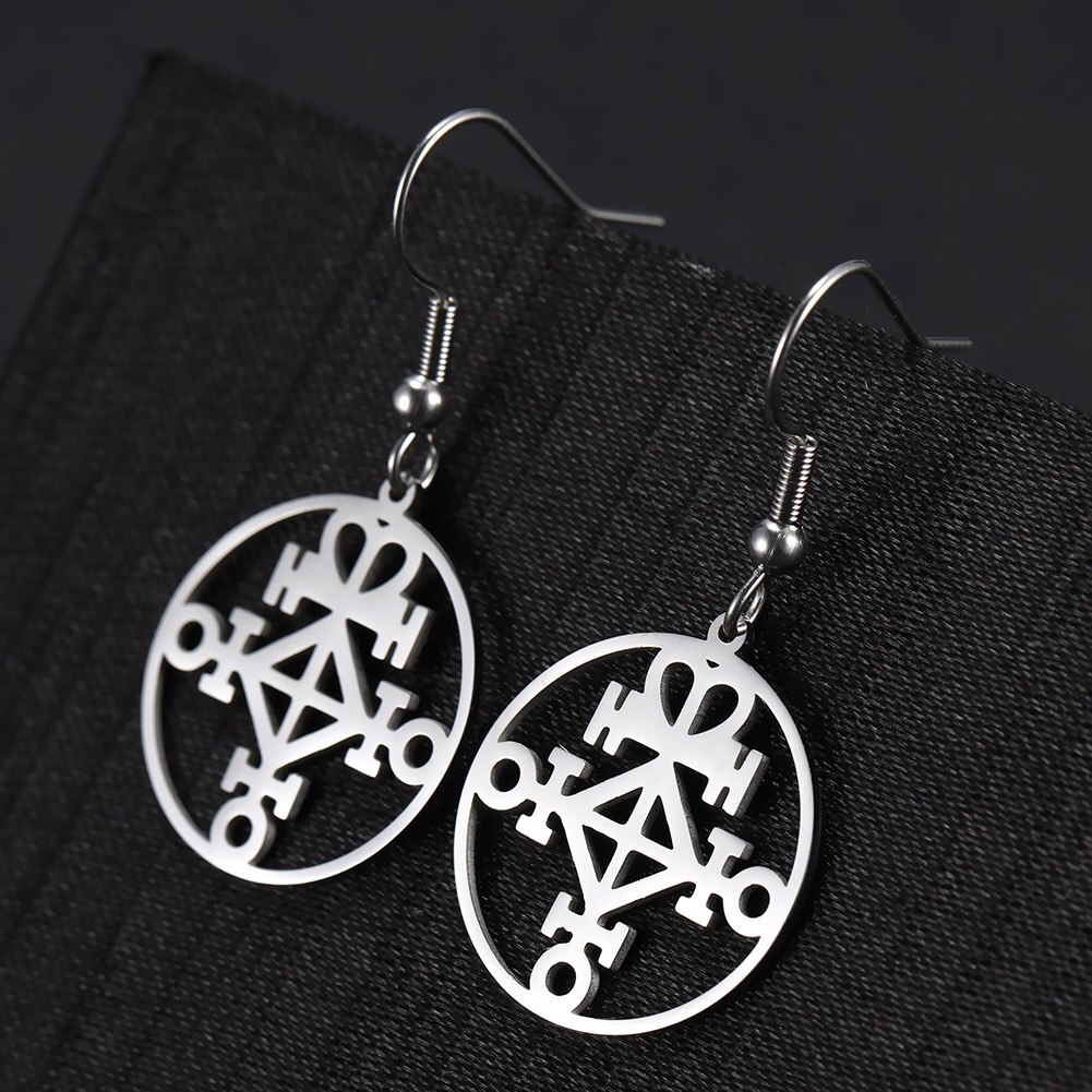 Skyrim viking kompass flower of life amulett øredobber rustfritt stål talisman dangle øredobber smykker for kvinner jenter: Kjærlighet