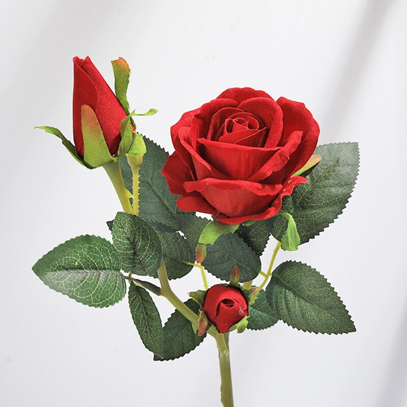 Kunstige blomster rose blomst gren bulgarien steg røde silke blomster til en bryllupsdag: Rød 1 stk