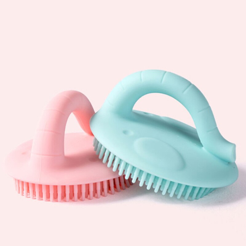 Escova de banho de bebê escova de massagem de silicone macio com alça infantil cabelo corpo purificador anti-bacteriano suprimentos de limpeza