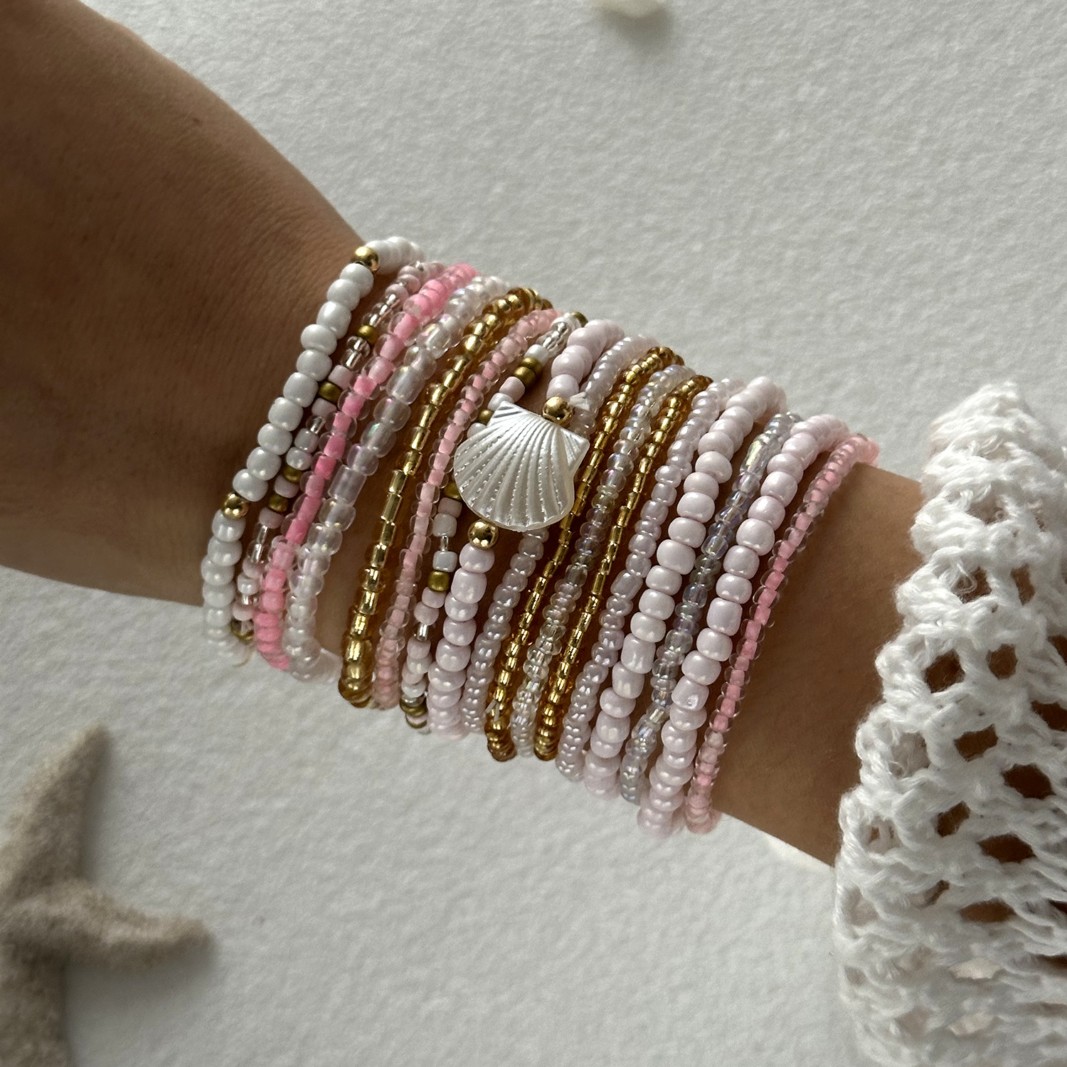 Bohemian Imitation Shell Beads Bracelet For Women Sea Star Turtle Woven Rope Bracelet Handmade Friendship Beach Jewelry