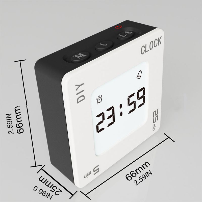 Plastic DIY Time Management Pomodoro Timer Four Reminder Modes Square flashing Vibration Alarm Clock for Students