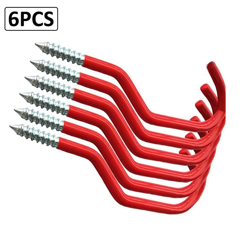 Heavy Duty Bicycle Wall Mounted Screw-in Utility Holder Bike Storage Hooks Wall Mount Steel Garage Hook Bicycle Bike Accessories: Red 6pcs