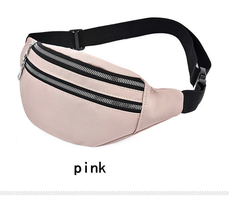 Riñonera con tres cremalleras para hombre y mujer, bolso de pecho Unisex, color rosa: pink