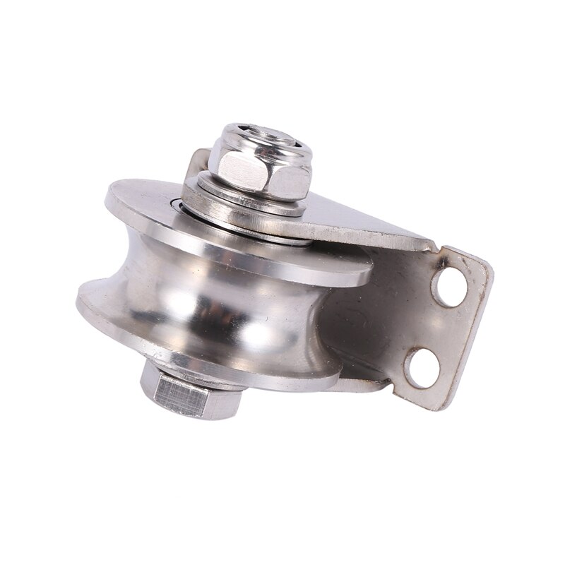 1Pack U-Type Stainless Steel Pulley Block Mute Bearings Groove Sliding Roller Track Wheel