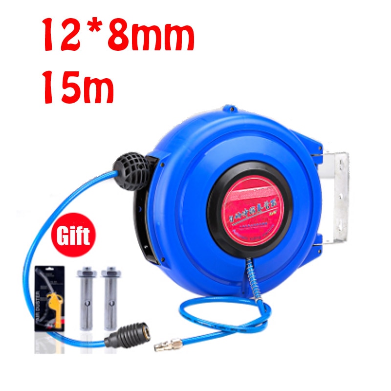 12*8mm 15m Automotive Air Hose Reel Pneumatic Hose Pu Yarn Clamping Tube Automatic Retractable Reel Telescopic Drum Hose
