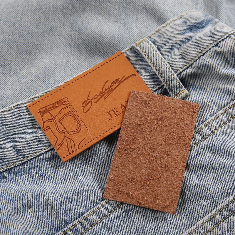 Jeans-Etikett in Lagerbier/PU/karte Stichworte Universal- Jeans leder Patch etiketten gute leder Etikett für Jeans 100 teile/los: Antike Silber